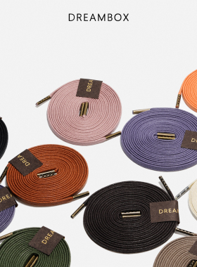 DREAMBOX钧博打蜡编织扁平防水鞋带做旧金属铜头棉质鞋绳