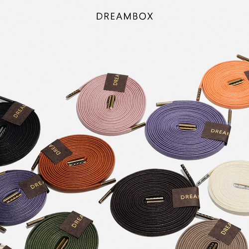 DREAMBOX钧博打蜡编织扁平防水鞋带做旧金属铜头棉质鞋绳