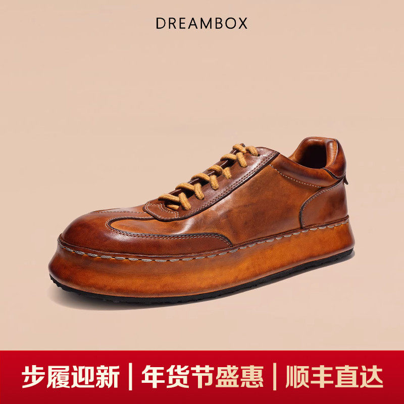 dreambox钧博男鞋2025新款男士休闲板鞋马皮复古纯手工厚底德训鞋,流行男鞋,休闲板鞋,淘宝优惠券,粉丝福利购,淘宝优惠卷