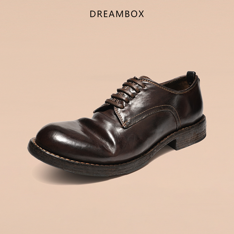 dreambox钧博vibram纯手工固特异德比鞋水洗马皮透气复古男士皮鞋