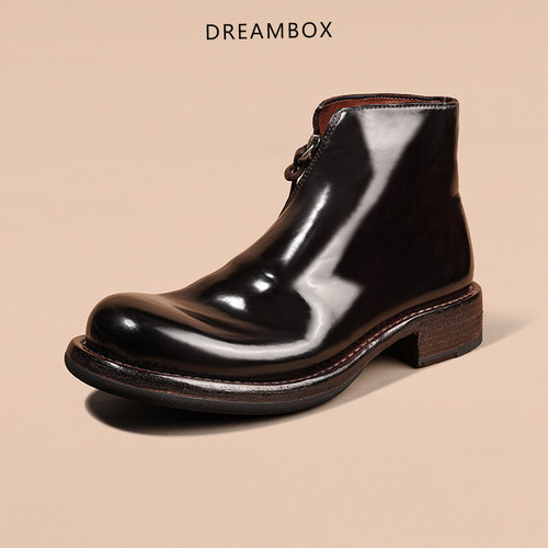 英伦风切尔西靴牛皮手工侧拉男靴