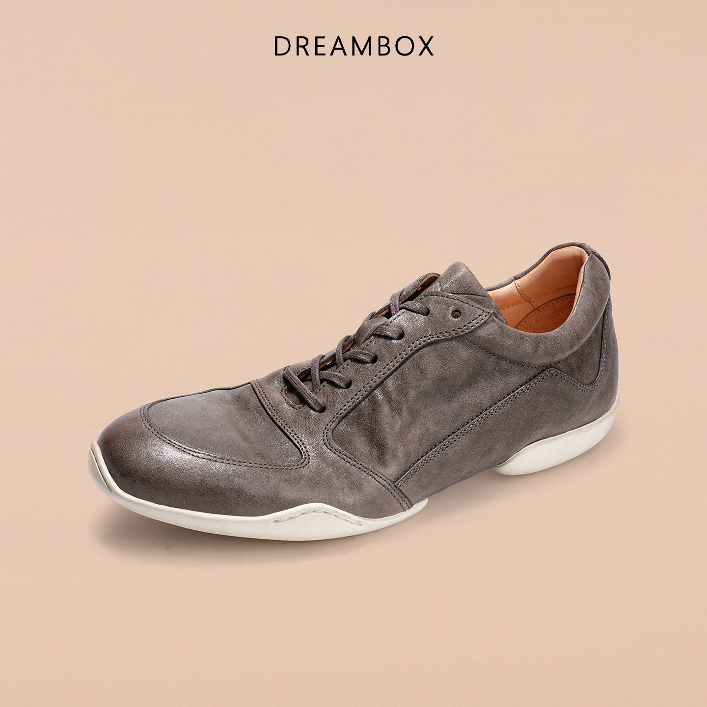 DREAMBOX钧博vibram石洗马皮薄底德训鞋男士软底轻便运动休闲鞋
