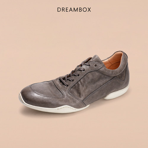 DREAMBOX钧博vibram石洗马皮薄底德训鞋男士软底轻便运动休闲鞋