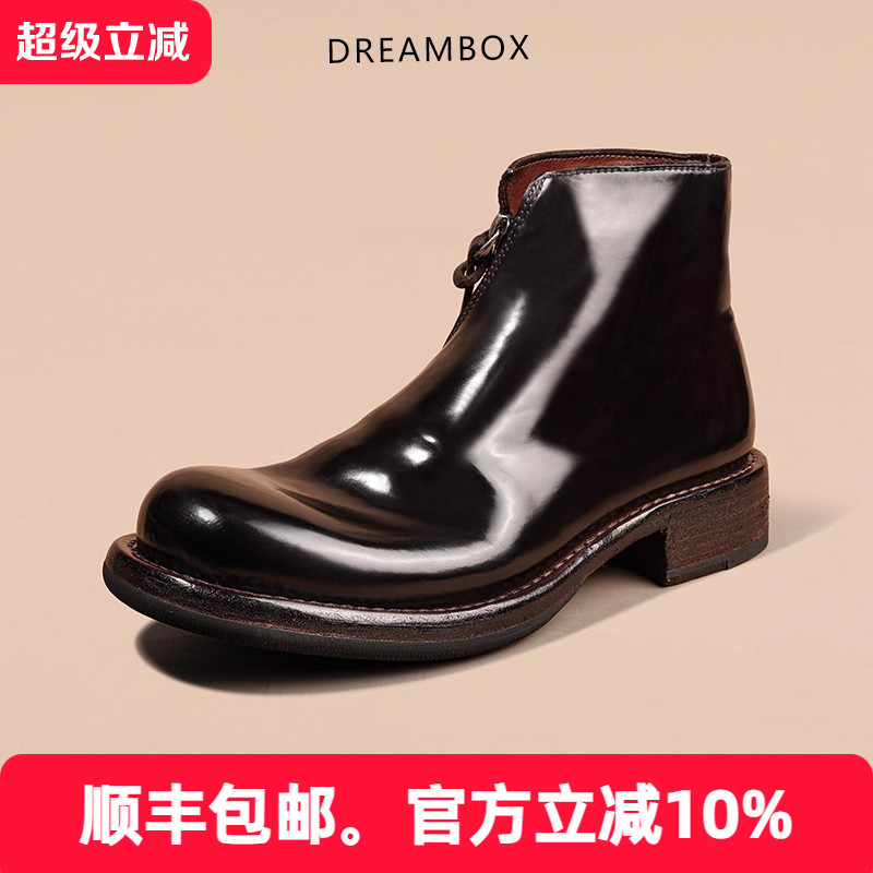 英伦风切尔西靴牛皮手工侧拉男靴