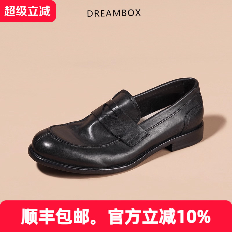 夏季新款马皮一脚蹬乐福鞋