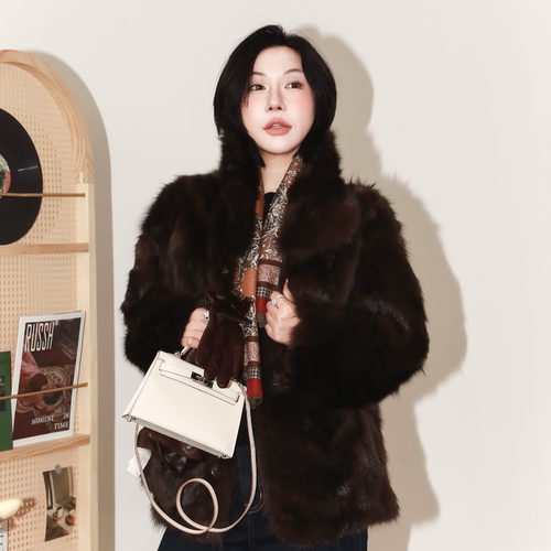 华丽优雅双面穿紫貂外套