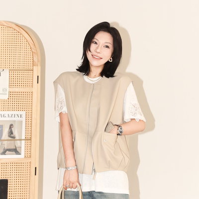 PENNYPENG 伦敦秀场 土耳其进口头层绵羊皮胚超薄圆领无袖马甲