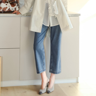 法棍百搭直筒微收利落简约线条牛仔裤 PENNYPENG 法棍牛仔