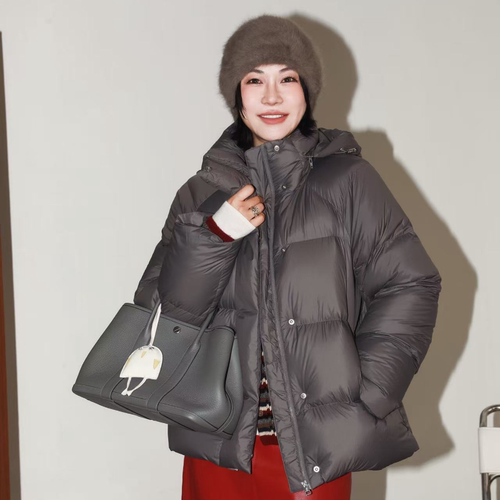 白金鹅绒宽松连帽95绒御寒外套