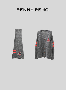 PENNYPENG土星环游记 洋气休闲宽松舒适百搭灰色针织衫 DG01099