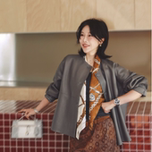 PENNYPENG 黑标系列复古时髦圆领羊皮外套鹿纹羊皮复合工艺 新章