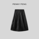 百搭松紧腰裙裤 黑标系列设计感羊皮软糯时尚 花苞皮裤 PENNYPENG