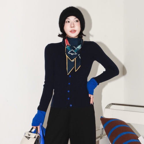 保暖羊毛羊绒针织长袖开衫