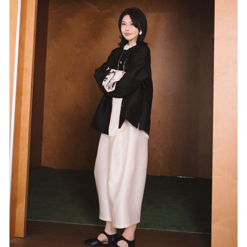 PENNYPENG 温润白玉 轻奢灵魂温润柔和休闲百搭松紧腰丝毛阔腿裤