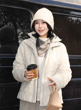 PENNYPENG日光茧房 老钱风双层领高端原色羊毛腰带95绒鹅绒服外套