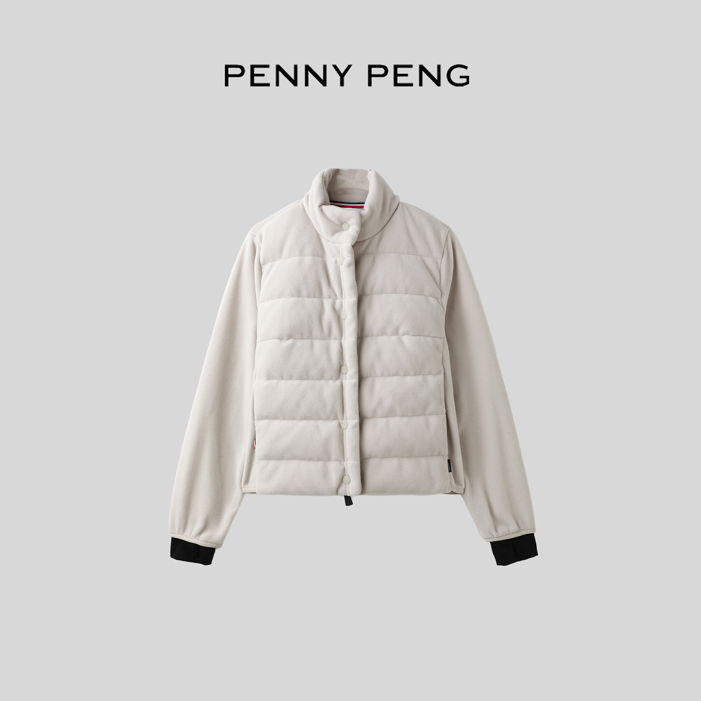 休闲显瘦摇粒绒拼接鹅绒服外套