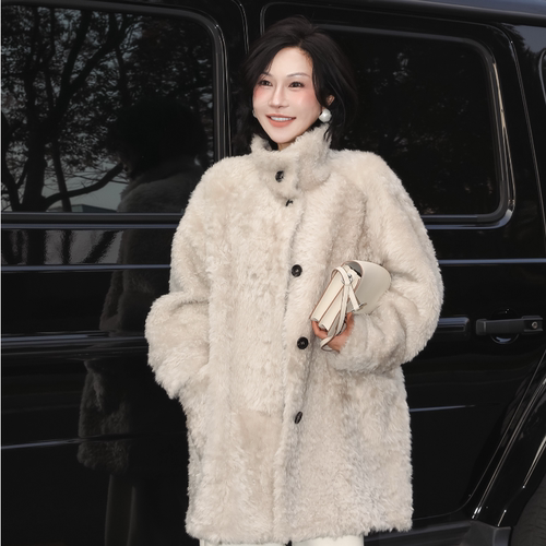 时髦保暖双面穿皮毛一体外套