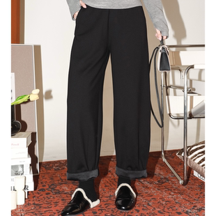 PENNYPENG咩咩裤黑标系列休闲百搭松紧腰抽绳羊毛加绒针织卫裤