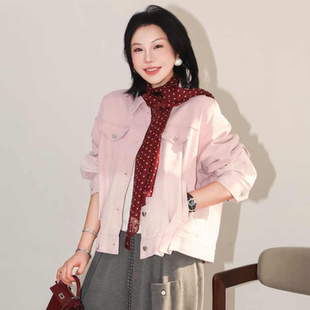 PENNYPENG 元气牛仔 早春造型设计感渐变层次短款百搭牛仔外套