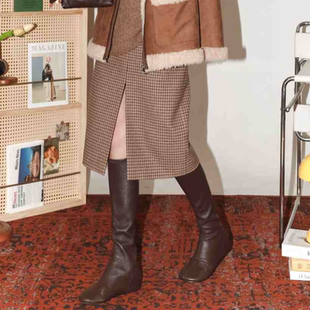 纹舒适软糯口袋轻便开叉半裙 双面磨毛文艺风格 PENNYPENG时尚 注解