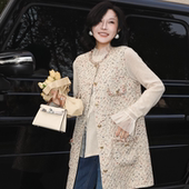 PENNYPENG百年工坊 黑标系列香槟色真丝缎里布花边小香风圆领马甲