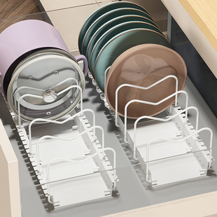 厨房碗架碗盘收纳架碗碟子沥水架盒神器可调节抽屉分隔橱柜内伸缩