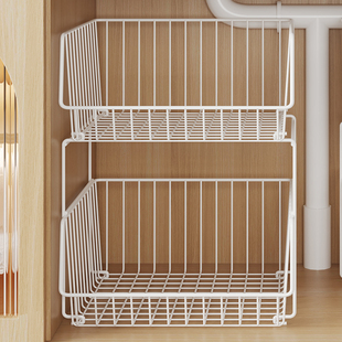 下水槽置物架可叠加浴室柜收纳拉篮化妆室洗手池下柜子内分层神器