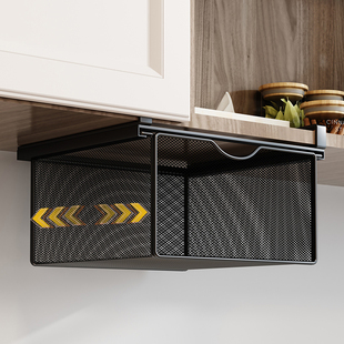 厨房吊柜下挂置物架整体橱柜悬挂抽拉式收纳神器衣柜收纳桌下分层