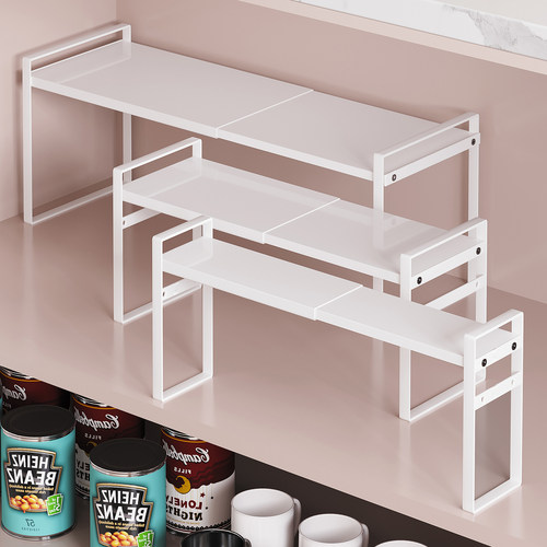 可伸缩厨房置物架整体橱柜内分层隔板柜子多层神器锅架调料碗碟收