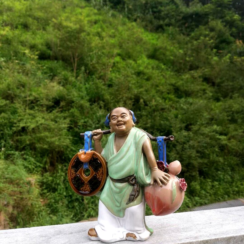 中式风装饰品 招财进宝摆件 乔迁新居礼物 招财童子 石湾岭南风格
