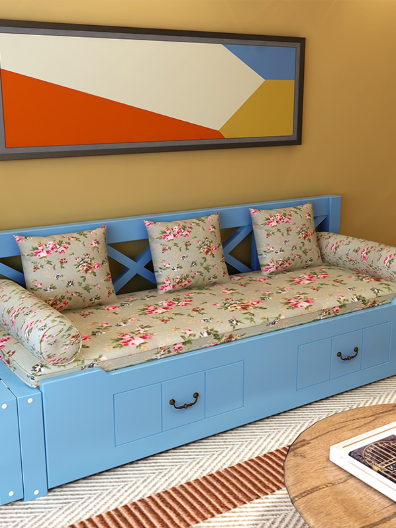 沙发床伸缩床抽拉床沙发床1.51.2米推拉两用客厅储物沙发床实木