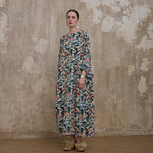 新中式 连衣裙 极简Y84小众显瘦袍子佛系宽松气质超长文艺复古长袖