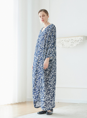 大牌极简风Q270独特气质袍子小众显瘦文艺复古大码超长宽松连衣裙