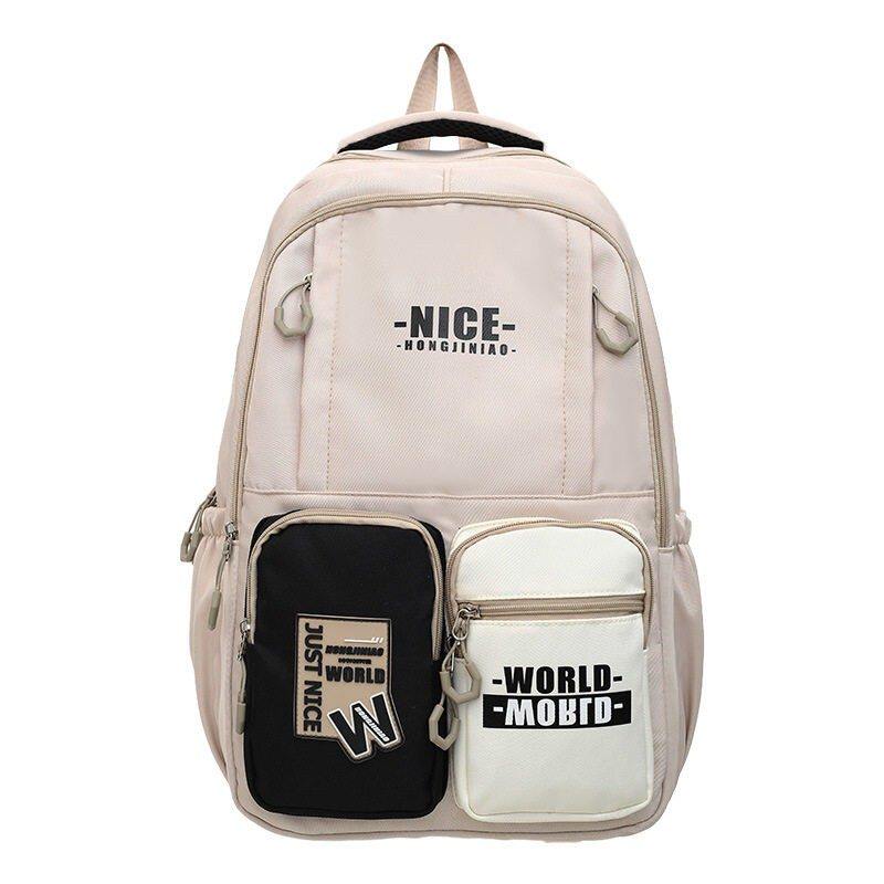 英文字母图案水杯位旅游减负拉杆箱套带非主流男女双肩背学生书包