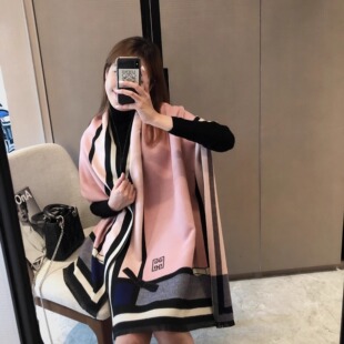 围巾女夏天办公室保暖超大空调披肩秋冬百搭双面蝴蝶结仿羊绒围脖