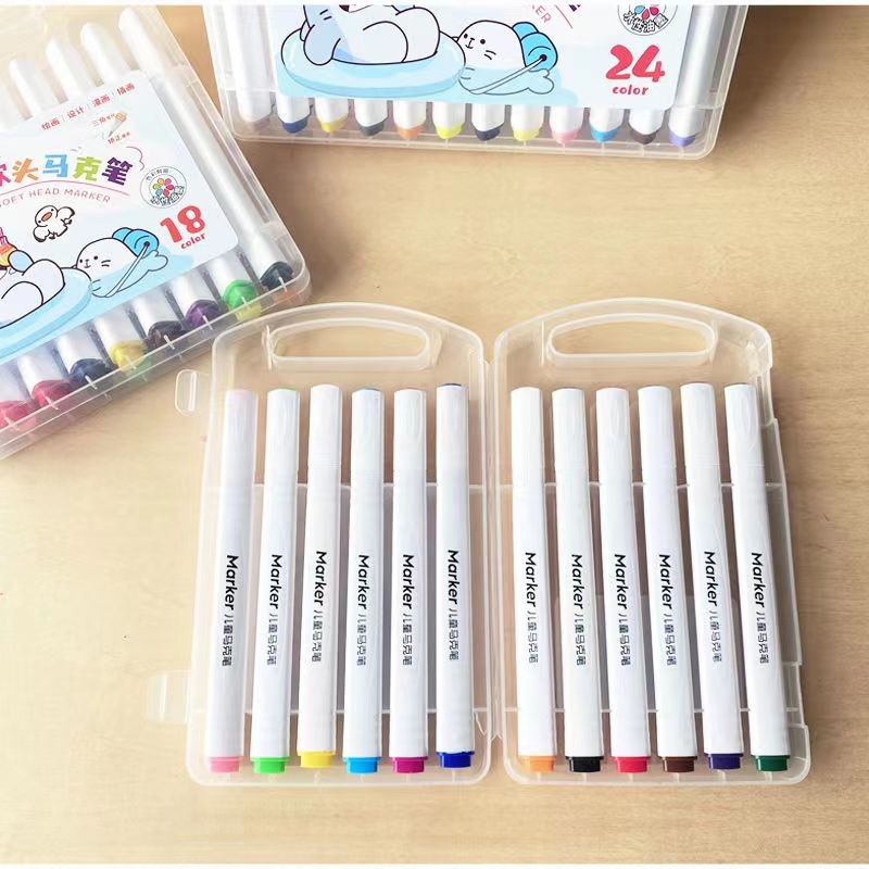 博伦软头马克笔24色36色48色小学生彩色笔可水洗儿童幼儿园画画笔