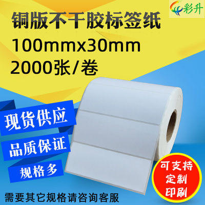 100x30铜版标签纸打印纸不干胶