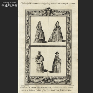 英国1780年古董雕刻凹版铜版画Antique装饰/巴纳德历史/著名女性