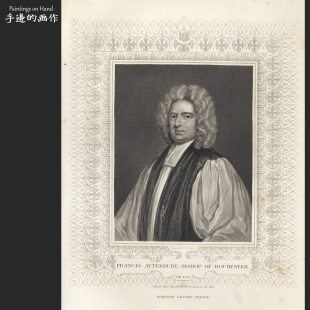 英国1835年铜版画雕刻艺术装饰画老物件/皇家及贵族/罗切斯特主教