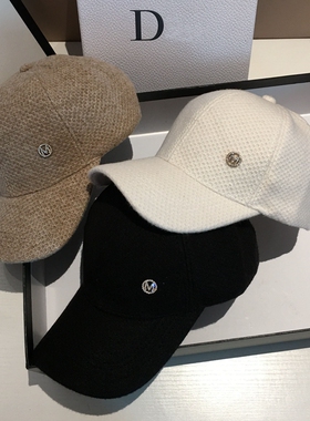 2023帽型好秋冬新款遮阳鸭舌帽子男女韩版潮显脸小针织棒球帽百搭