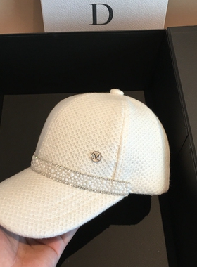 2022新款秋冬女士韩版鸭舌帽子白色百搭保暖时尚冬天棒球帽休闲潮