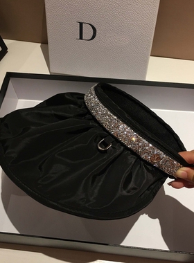 女夏天户外防晒空顶帽子遮脸沙滩帽可折叠骑车无顶太阳帽防紫外线