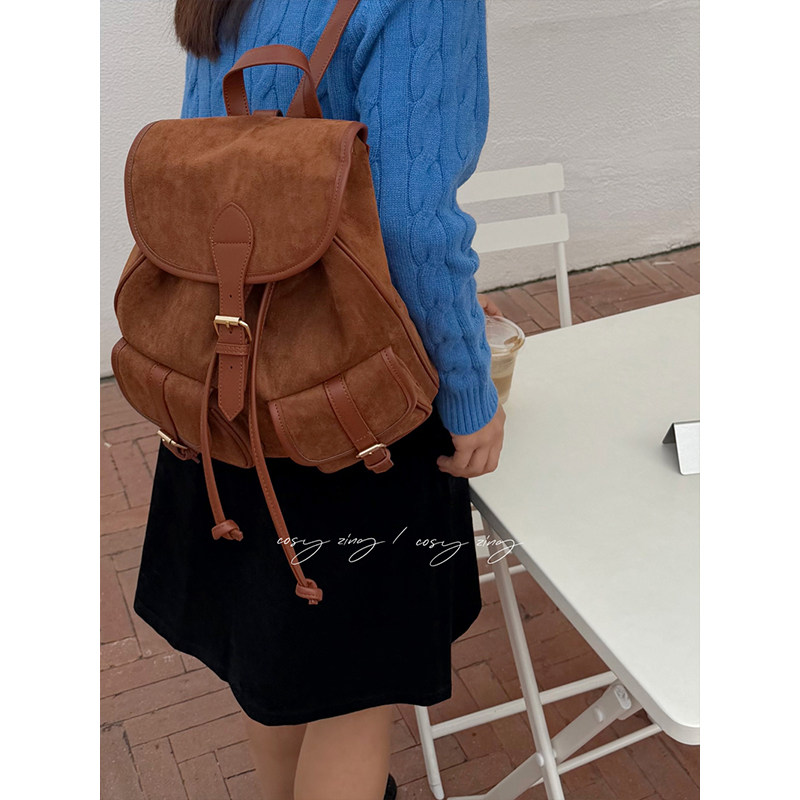 cosy zing 包包女2025韩系慵懒风书包美拉德大容量通勤双肩背包