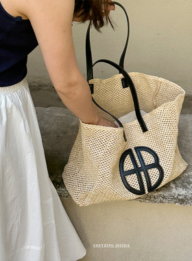 cosy zing 夏季草编包度假沙滩购物袋大容量通勤单肩包手提托特包