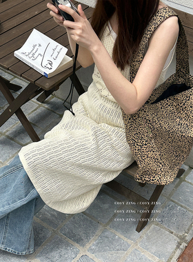 cosy zing 包包女2024新款豹纹帆布包大容量百搭单肩女包学生布包