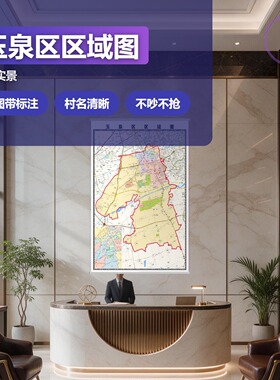 玉泉区区域图 现代简约装饰画 办公室挂画 定制地图挂图