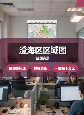 澄海区区域图 现代简约装饰画 办公室挂画 定制地图挂图