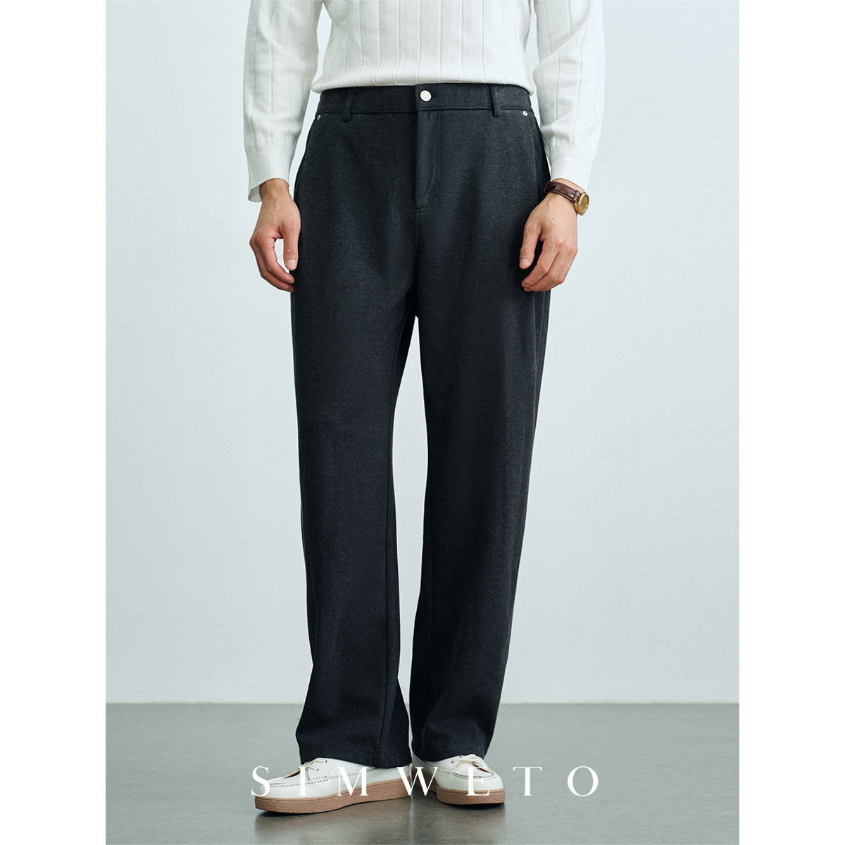 冬季加厚毛呢 设计感单褶设计时尚百搭 高级感呢子男士直筒休闲裤,男装,休闲裤,淘宝优惠券,粉丝福利购,淘宝优惠卷