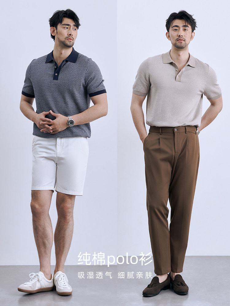 16 NEEDLE AMERICAN RETRO COTTON POLO SHIRT MENS SUMMER COMFORTABLE CASUAL LOOSE CONTRAST KNIT SHORT SLEEVE T-SHIRT