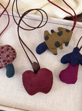 初秋新款森系儿童服饰挂链女童卡通塞棉水果茄子宝宝毛衣链配饰潮